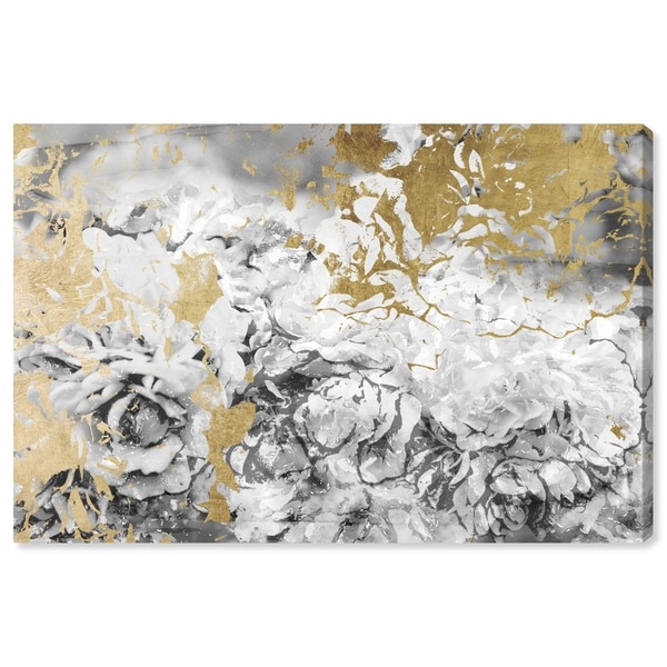 Oliver Gal 'Silver and Gold Camellias' Abstract Wall Art Canvas