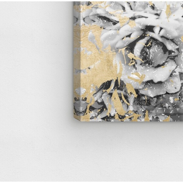Oliver Gal 'Silver and Gold Camellias' Abstract Wall Art Canvas