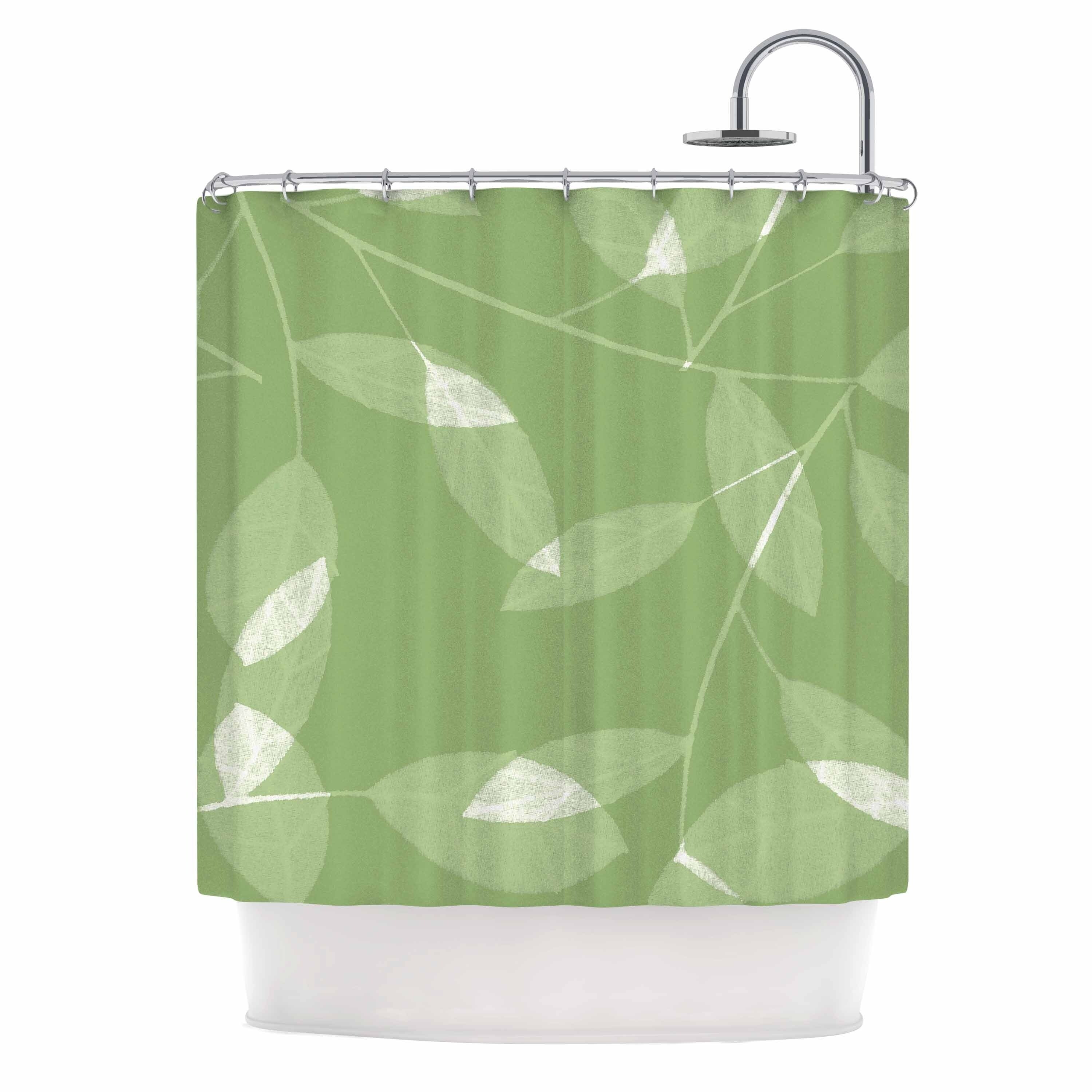 Shop Alison Coxon Leaf Olive Green Shower Curtain Free