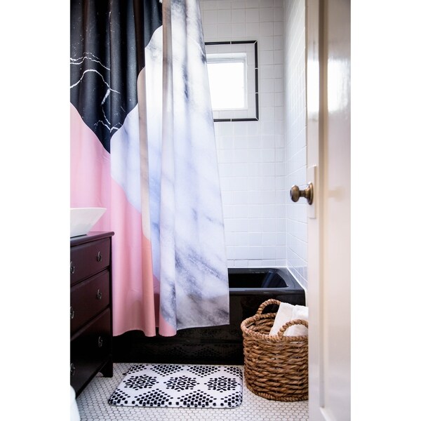 orange and black shower curtain