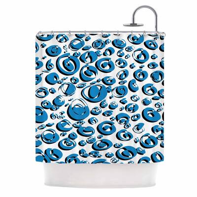 Frederic Levy-Hadida "70's Overload 2" Blue White Digital Shower Curtain