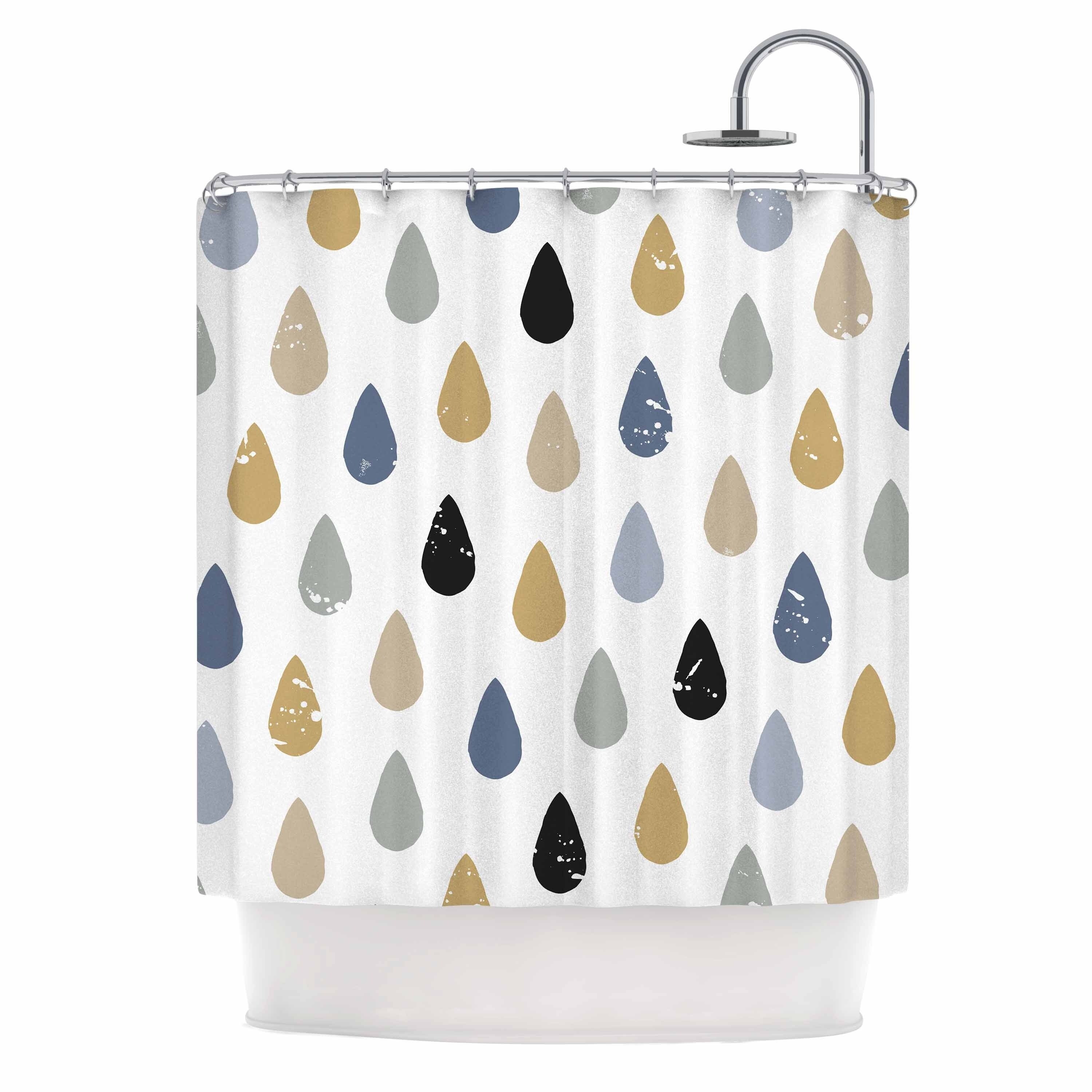 Shop Daisy Beatrice Raindrops Slate Blue Gold Blue Tan Pattern