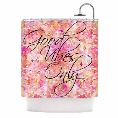 Ebi Emporium "Good Vibes Only 2" Pink Yellow Shower Curtain