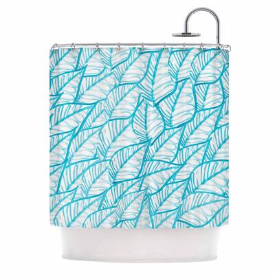 Danii Pollehn "Blue Leaves" Shower Curtain