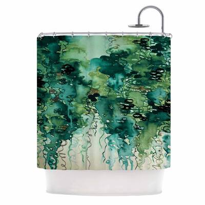 Porch & Den 'Beauty In The Rain, Green' Emerald Green Shower Curtain