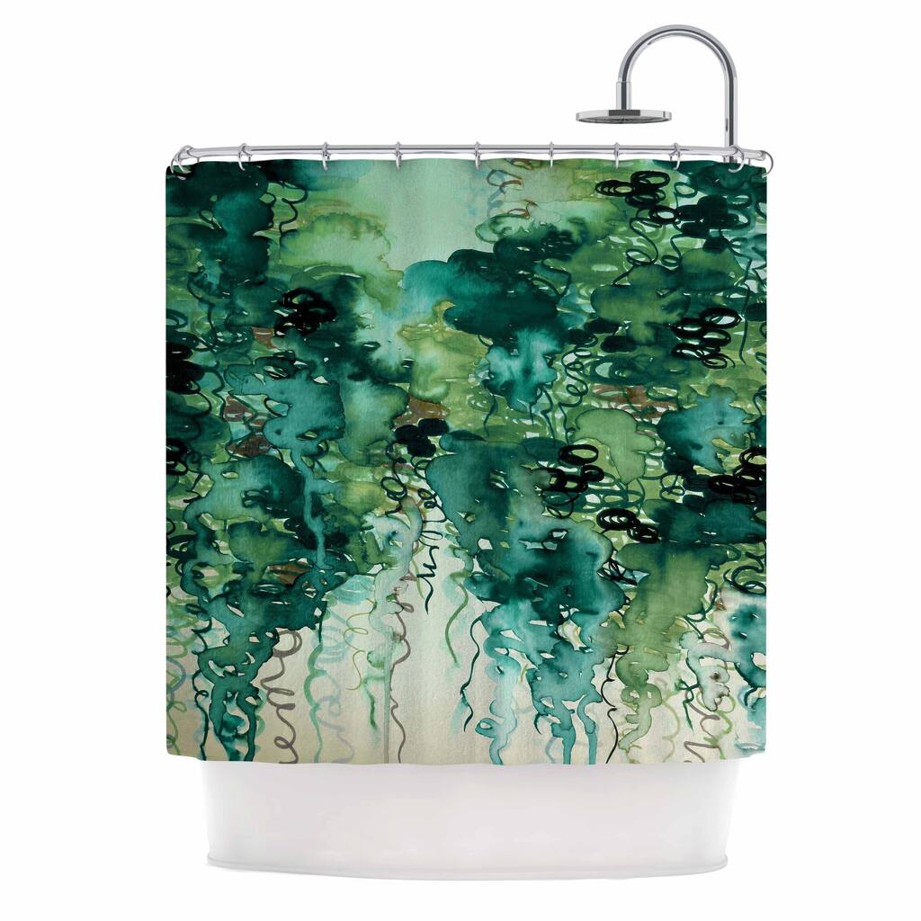 Porch & Den 'Beauty In The Rain, Green' Emerald Green Shower Curtain