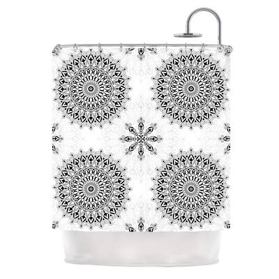 Julia Grifol "Black Mandala" White Black Shower Curtain