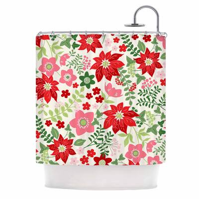 Jacqueline Milton "Christmas Flowers - White" Shower Curtain