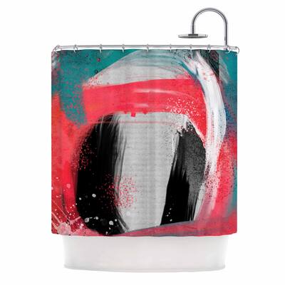 Rosa Picnic "Blue Meets Pink" Teal Pink Abstract Contemporary Painting Digital Shower Curtain
