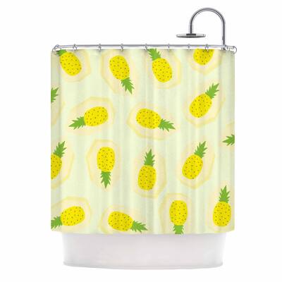 Strawberringo "Pineapple Pattern" Yellow Fruit Shower Curtain