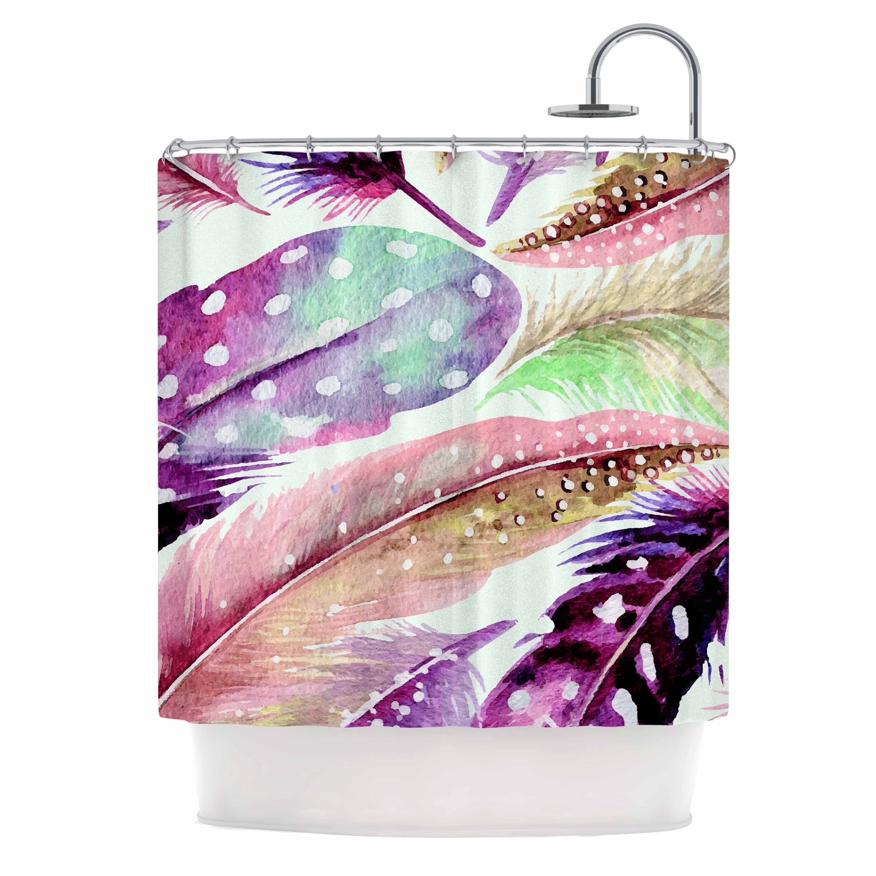 Shop 83 Oranges Feathers Brown Purple Painting Shower Curtain