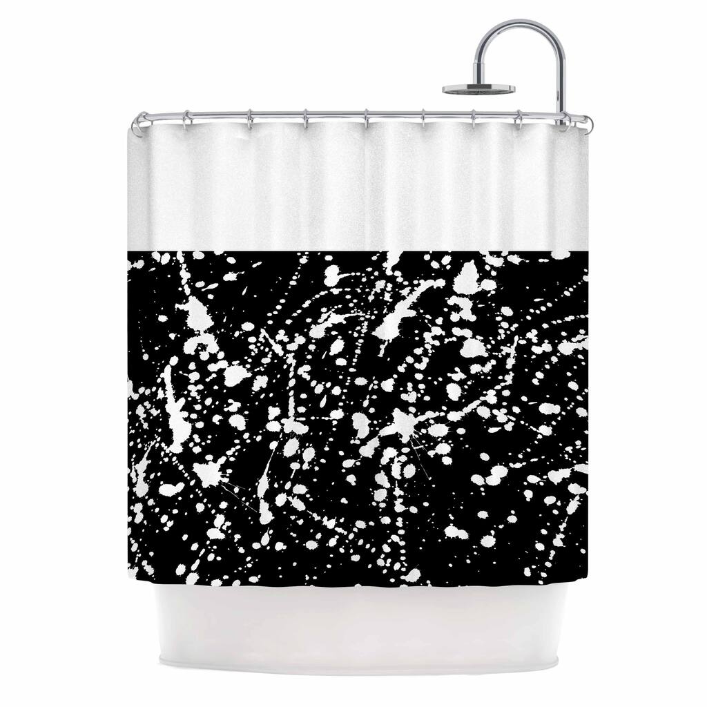 Project M "Splat Boarder Black" Black White Digital Shower Curtain