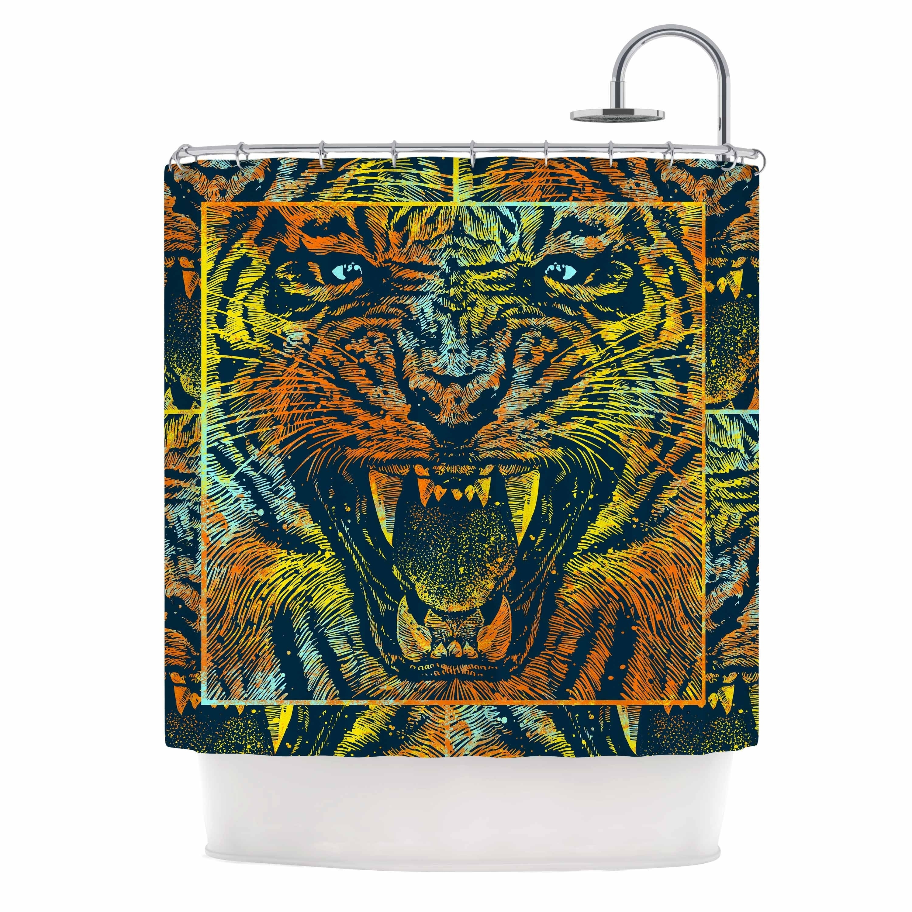 Close Tiger Waterproof Bathroom Polyester Shower Curtain Liner Water Resistant