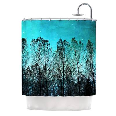 Sylvia Cook "Dark Forest" Blue Trees Shower Curtain