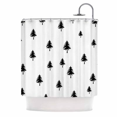 Suzanne Carter "Pine Tree" Black White Shower Curtain