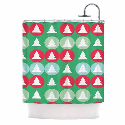 bruxamagica "Holiday Abstract Pattern" Green Red Abstract Holiday Digital Vector Shower Curtain