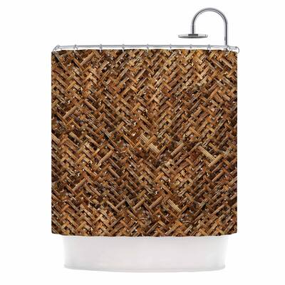 Susan Sanders "Brown Bamboo Basket Weave" Brown Tan Photography Shower Curtain