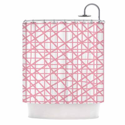 bruxamagica "Texture Lines Pink And White" Shower Curtain