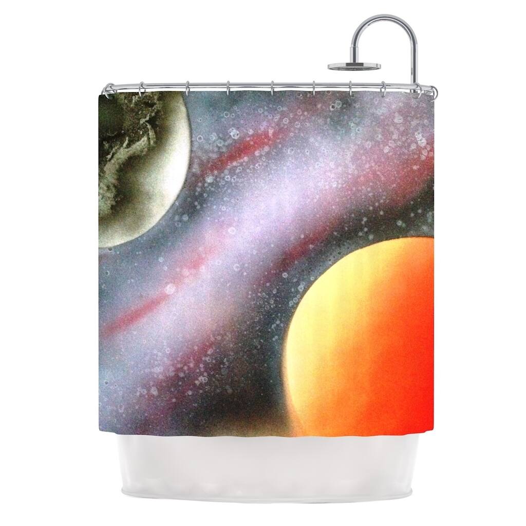 Infinite Spray Art "Alignment" Red Orange Black Shower Curtain