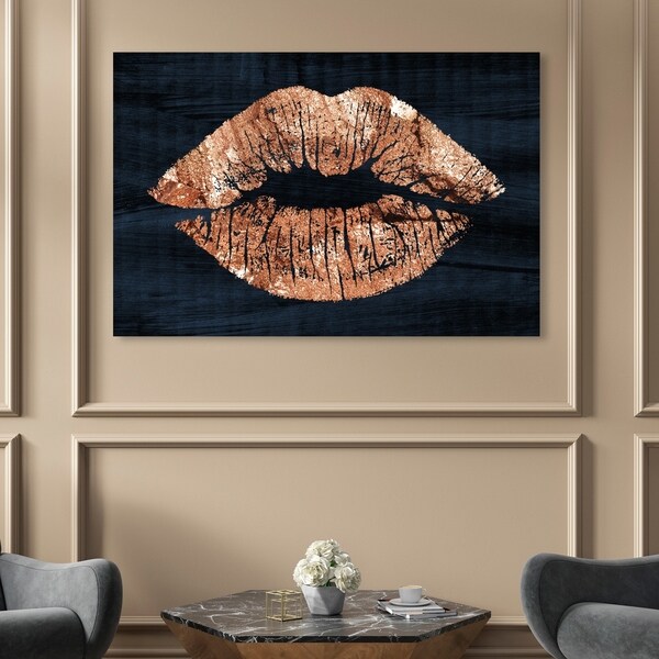 Oliver Gal 'Solid Kiss Copper Navy' Fashion and Glam Wall Art