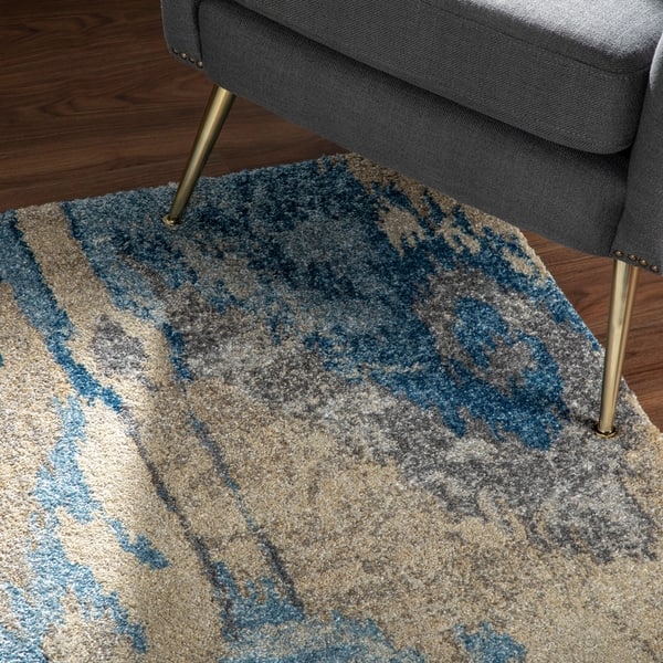 Addison Tobin Abstract Ikat Blue Area Rug Overstock 28420103 3 3 X5 3 Blue