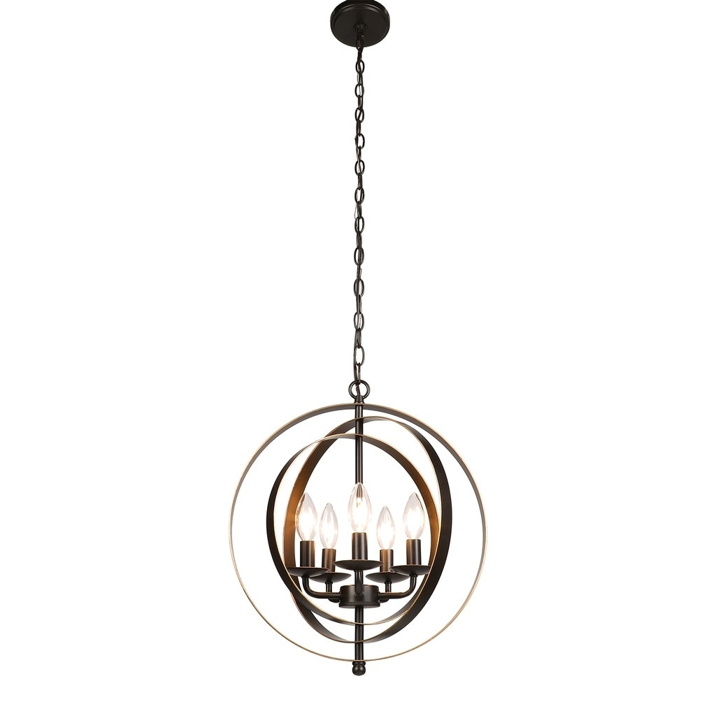 CO-Z Industrial 5-Light Metal Bronze Globe Chandelier - Chandeliers For Bedrooms by Overstock.com