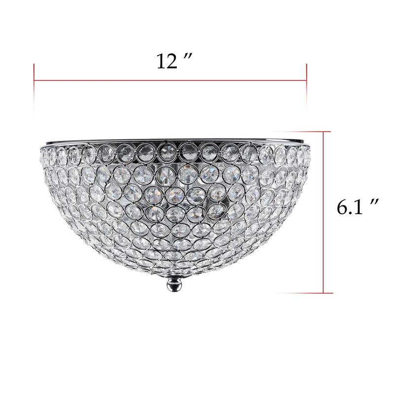 CO-Z 2-Light Crystal Flush Mount Ceiling Light Fixture