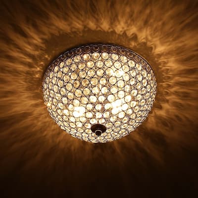 CO-Z 2-Light Crystal Flush Mount Ceiling Light Fixture