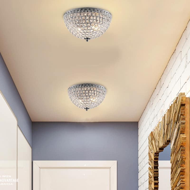 CO-Z 2-Light Crystal Flush Mount Ceiling Light Fixture