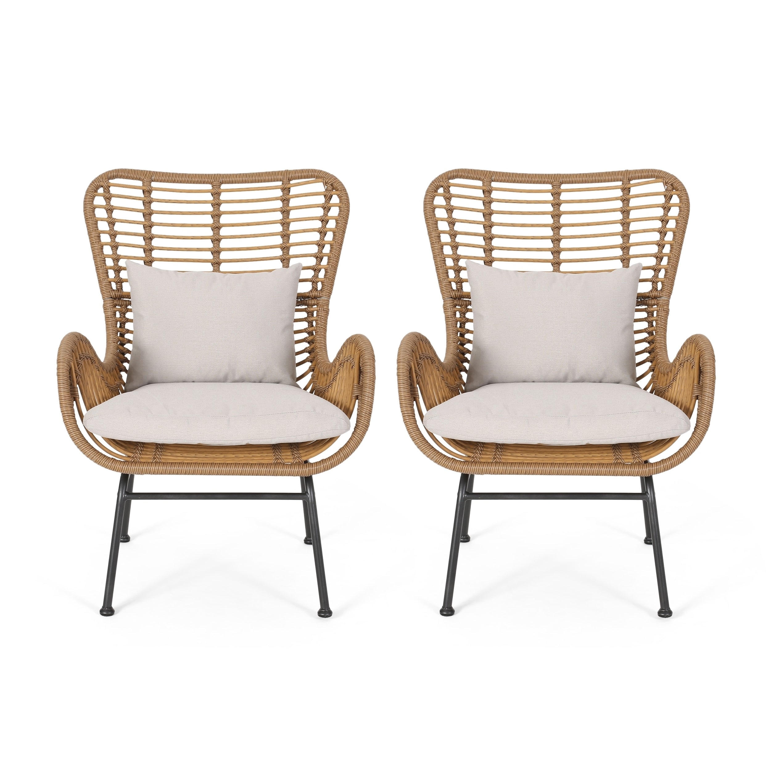 Montana Wicker Club Chairs Set Of 2 By Christopher Knight Home On Sale Overstock 28422697 Light Brown Black Beige