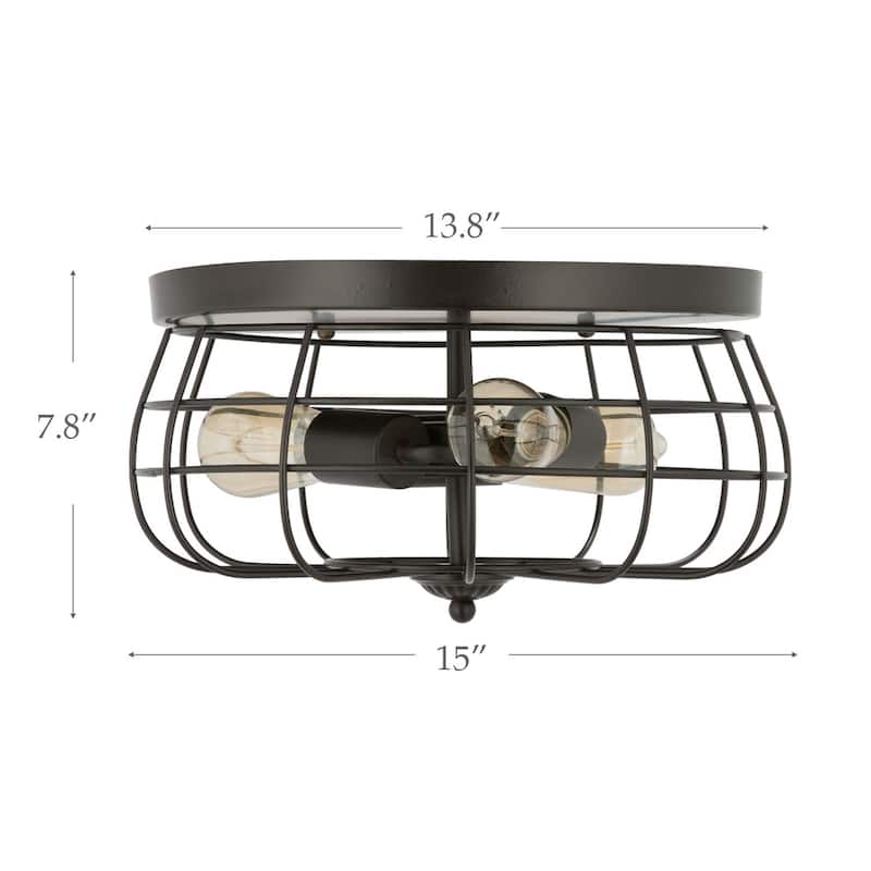CO-Z 15-inch Industrial 3-light Metal Steel Cage Ceiling Flush Mount
