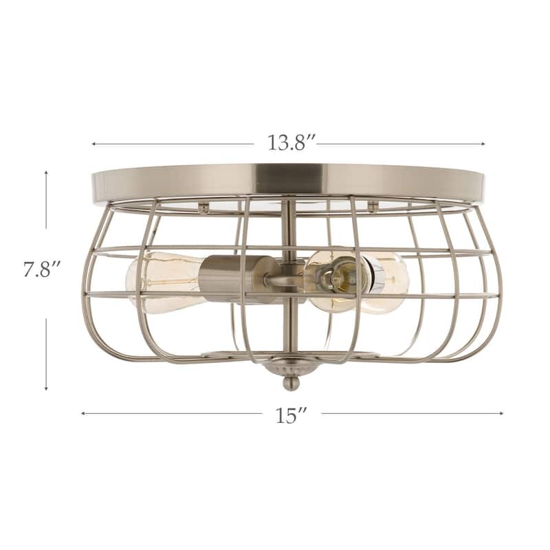 CO-Z 15-inch Industrial 3-light Metal Steel Cage Ceiling Flush Mount