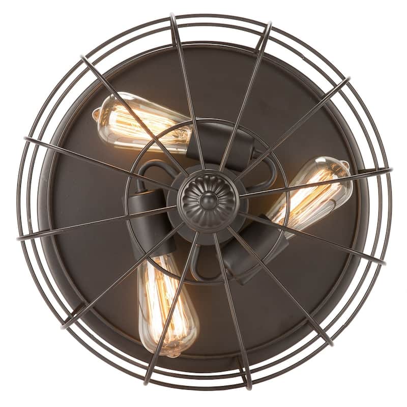 CO-Z 15-inch Industrial 3-light Metal Steel Cage Ceiling Flush Mount