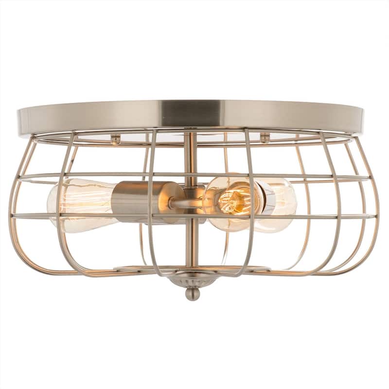 CO-Z 15-inch Industrial 3-light Metal Steel Cage Ceiling Flush Mount