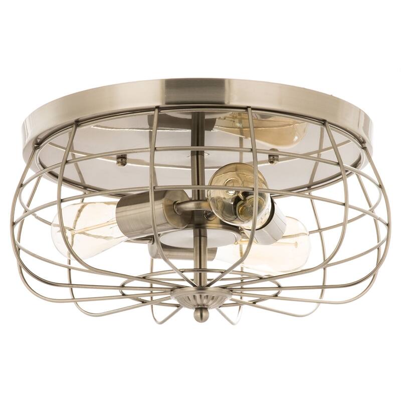 CO-Z 15-inch Industrial 3-light Metal Steel Cage Ceiling Flush Mount