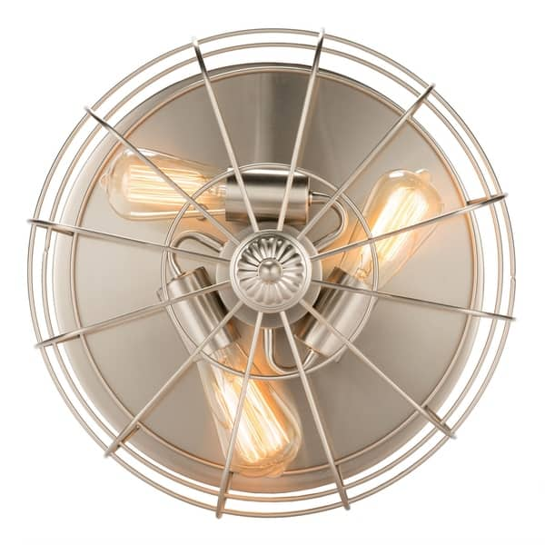 Shop Co Z 15 Inch Industrial 3 Light Metal Cage Flush Mount