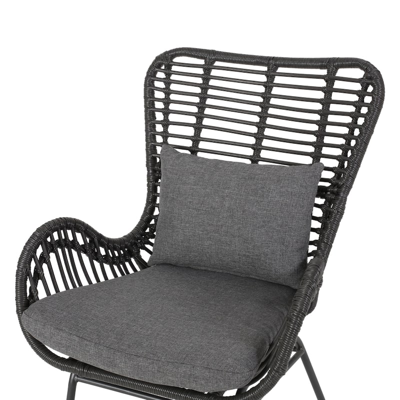 Acuna Outdoor 3 Piece Wicker Chat Set with Cushions by Christopher Knight Home