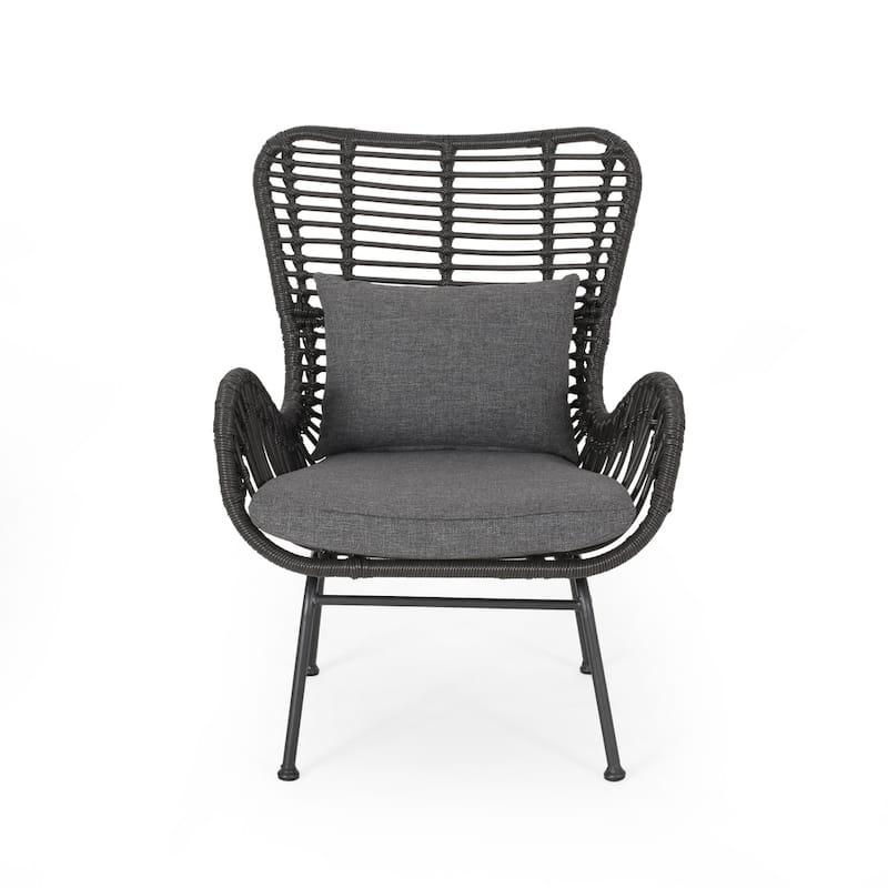 Acuna Outdoor 3 Piece Wicker Chat Set with Cushions by Christopher Knight Home
