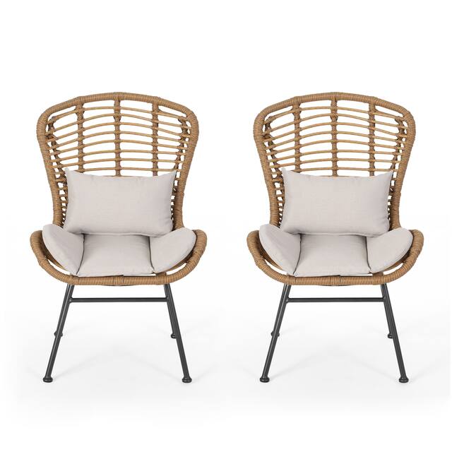 La Habra Outdoor Wicker Club Chairs (Set of 2) by Christopher Knight