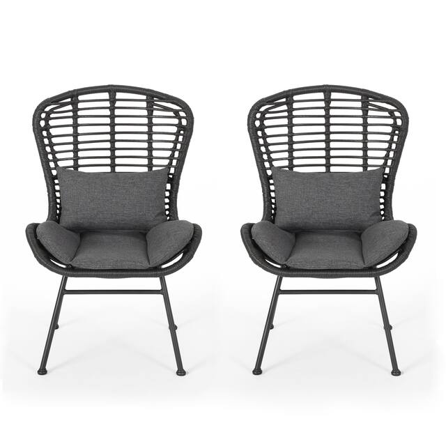 La Habra Outdoor Wicker Club Chairs (Set of 2) by Christopher Knight