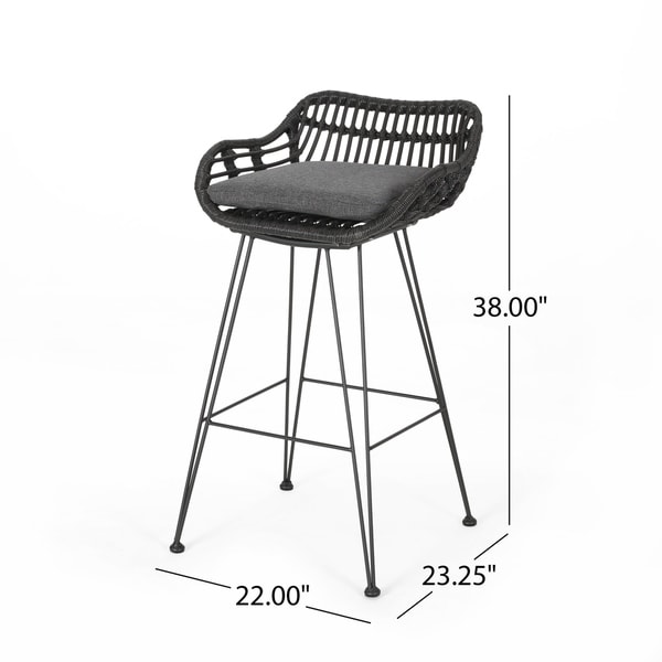 dale wicker bar stool with cushion