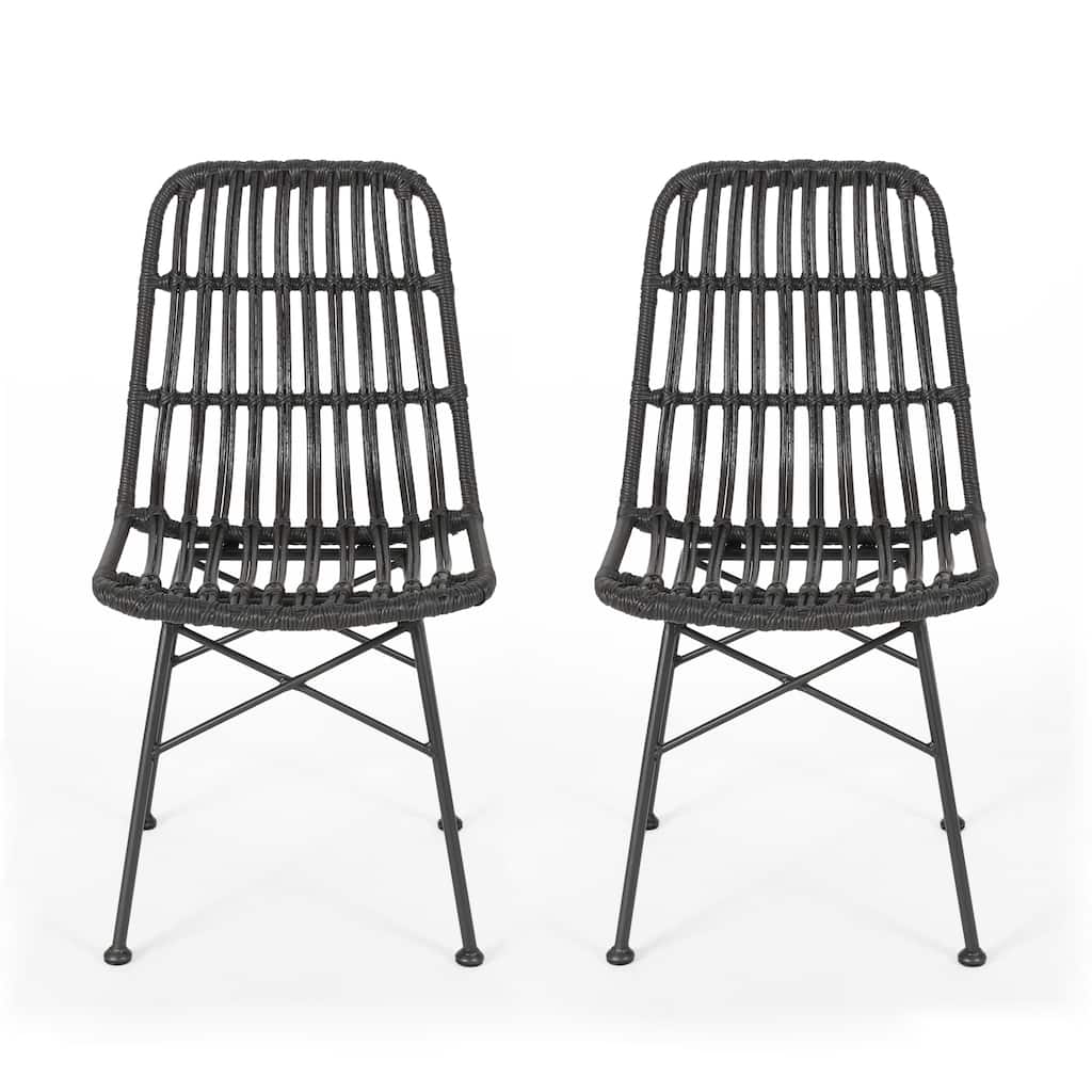 Sawtelle Outdoor Wicker Dining Chairs (Set of 2) by Christopher Knight Home