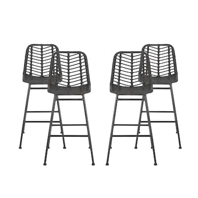 Sawtelle Outdoor Wicker Barstools (Set of 4) by Christopher Knight Home