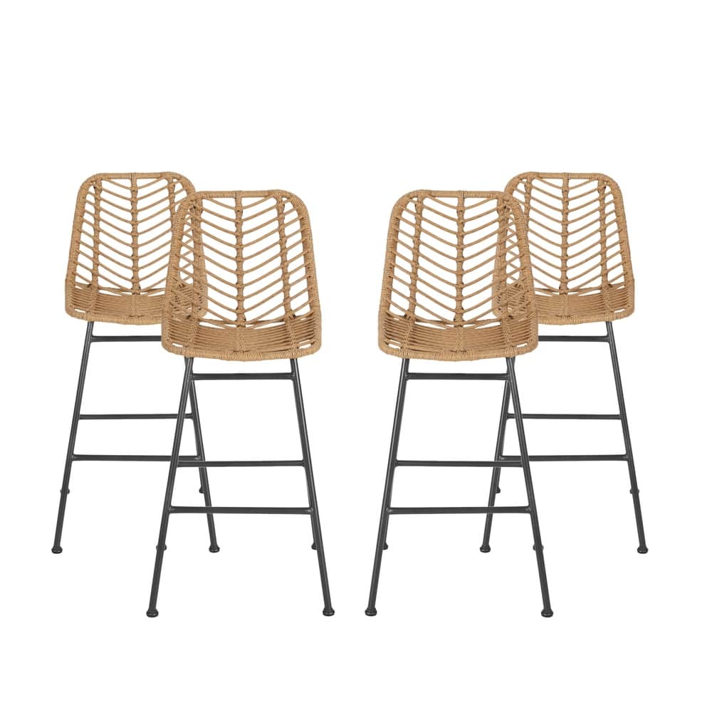 Sawtelle Outdoor Wicker Barstools (Set of 4) by Christopher Knight Home