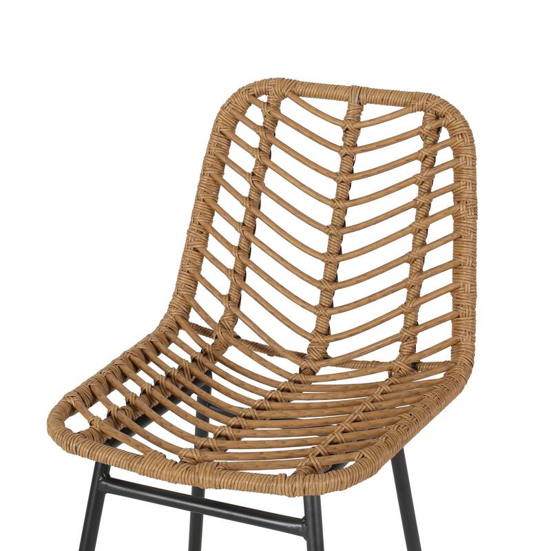 Sawtelle Outdoor Wicker Barstools (Set of 4) by Christopher Knight Home