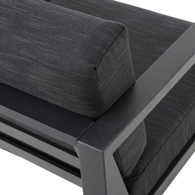 Navan Outdoor 9 Seater Aluminum Sectional Sofa Set with Mesh Chaise Lounges by Christopher Knight Home