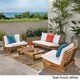 preview thumbnail 11 of 18, Sherwood Outdoor 4-Seater Wood Chat Set by Christopher Knight Home