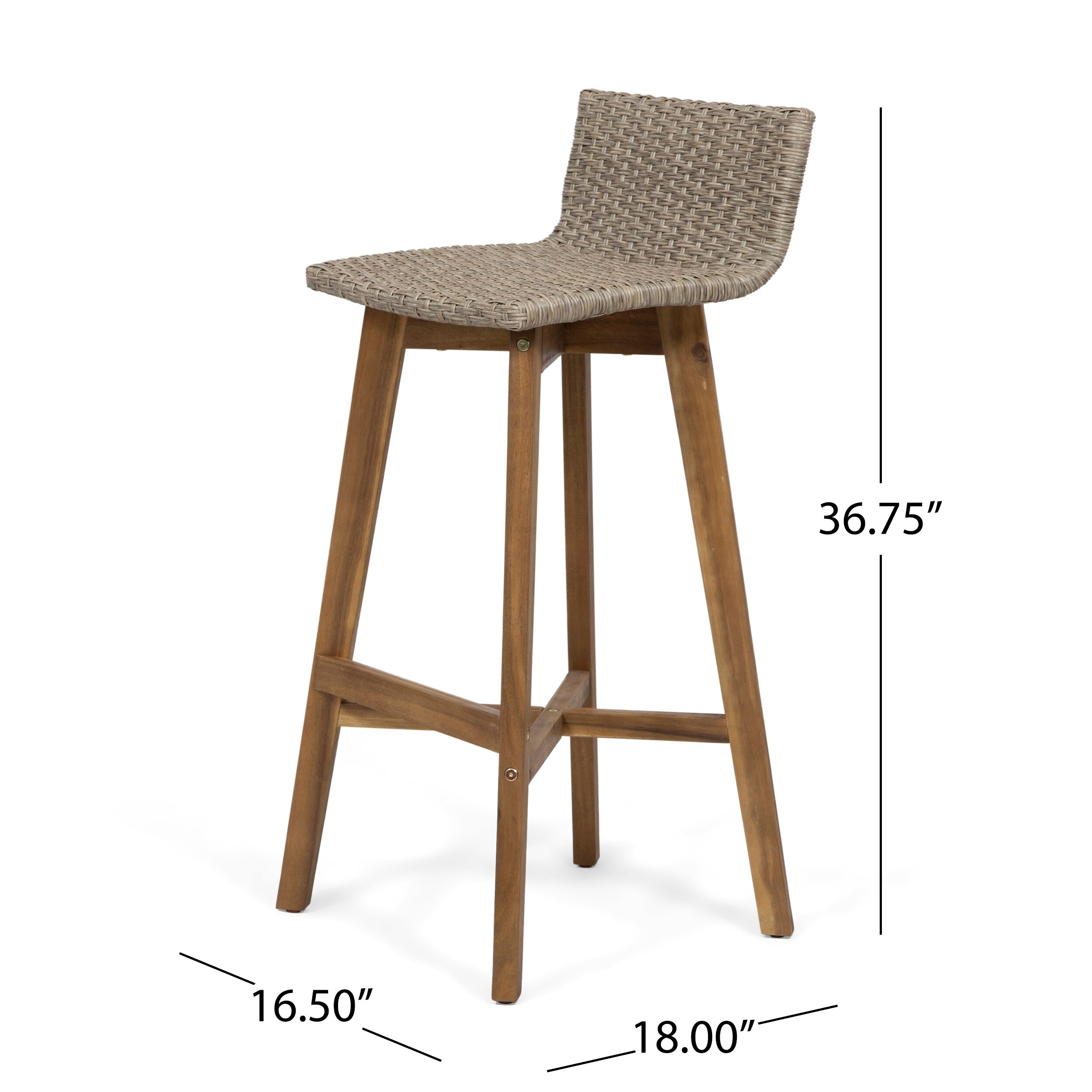 la brea outdoor acacia wood and wicker barstools