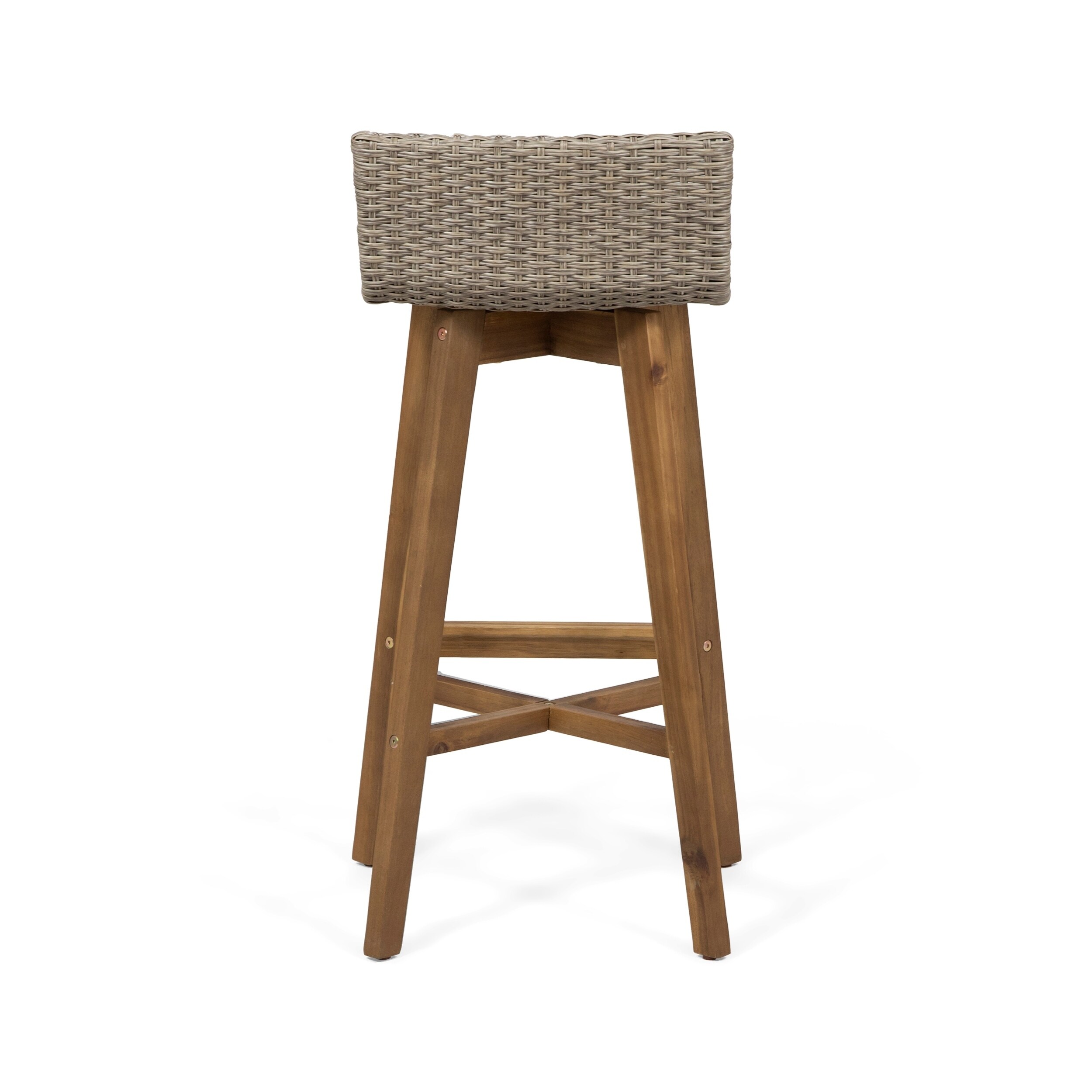 la brea outdoor acacia wood and wicker barstools