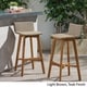 preview thumbnail 10 of 12, La Brea Outdoor Acacia Wood and Wicker Barstools (Set of 2) by Christopher Knight Home